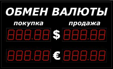 Уличное табло курсов валют на 5 разрядов Импульс-306-2x2xZ5